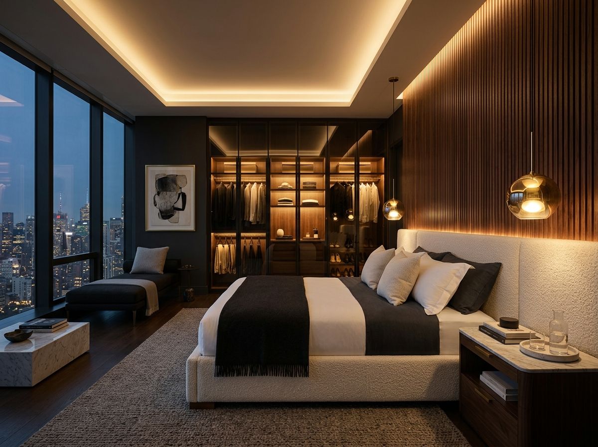 Contemporary Master Bedroom Suite & Walk-In Wardrobe by Chavadi Interiors
